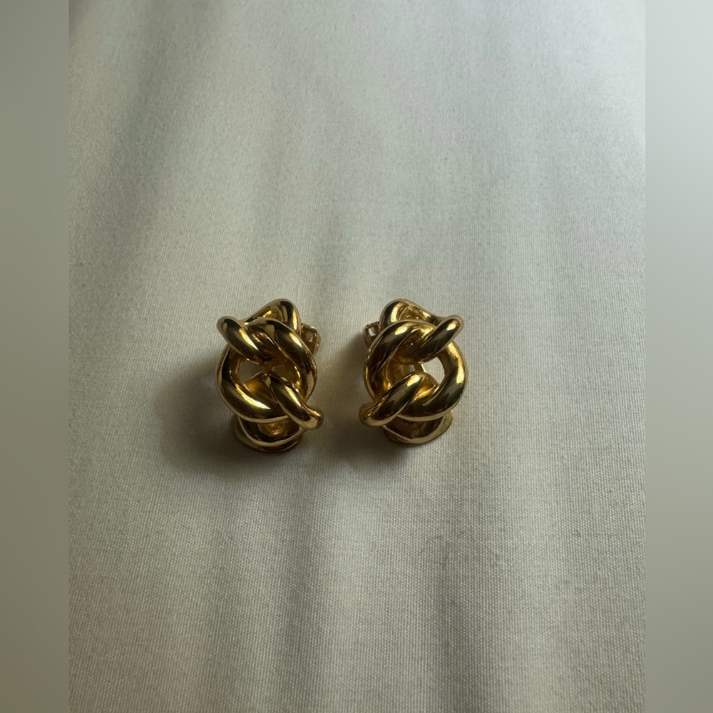 Authentic Vintage Christian dior Gold plated Knot Earrings